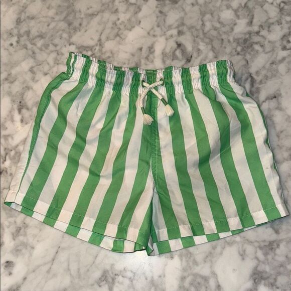 Zara Green & White Striped Swim Trunks 6/7Y - Picture 1 of 5